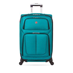 SwissGear Sion Softside Expandable Roller Luggage, Teal, Checked-Medium 25-Inch