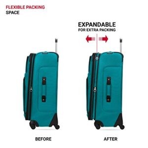 SwissGear Sion Softside Expandable Roller Luggage, Teal, Checked-Medium 25-Inch