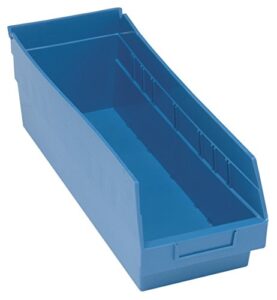 quantum storage qsb204bl 20-pack 6" hanging plastic shelf bin storage containers, 17-7/8" x 6-5/8" x 6", blue
