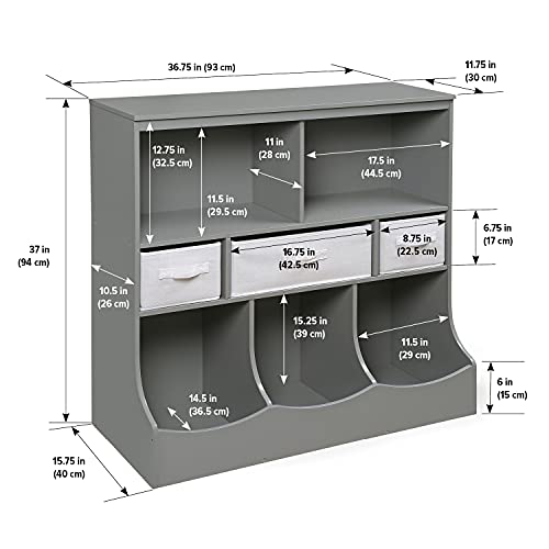 Freestanding Combo Shelf Cubby Bin Storage Organizer Unit with 3 Baskets