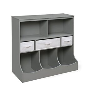 freestanding combo shelf cubby bin storage organizer unit with 3 baskets