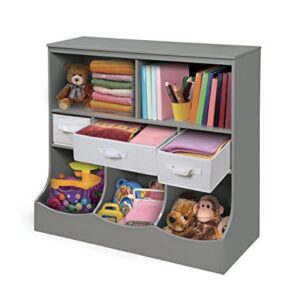 Freestanding Combo Shelf Cubby Bin Storage Organizer Unit with 3 Baskets