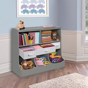 Freestanding Combo Shelf Cubby Bin Storage Organizer Unit with 3 Baskets