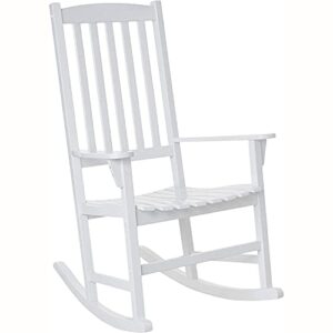 cambridge casual bentley high back wooden front porch rocking chair for outdoor patio furniture, solid wood, white