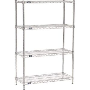 nexel 14" x 36" x 63", 4 tier adjustable wire shelving unit, nsf listed commercial storage rack, chrome finish, leveling feet