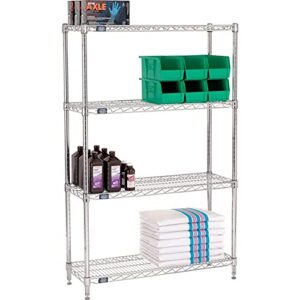 Nexel 14" x 36" x 63", 4 Tier Adjustable Wire Shelving Unit, NSF Listed Commercial Storage Rack, Chrome Finish, leveling feet