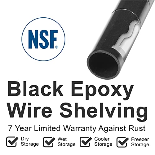 Nexel 24" x 42" x 74", 4 Tier Adjustable Wire Shelving Unit, NSF Listed Commercial Storage Rack, Black Epoxy Finish, leveling feet