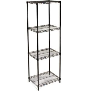 nexel adjustable wire shelving unit, 4 tier, nsf listed commercial storage rack, 18" x 24" x 74", black epoxy