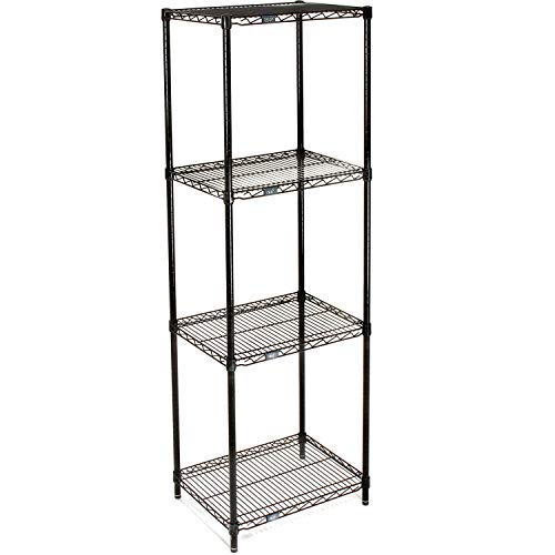 Nexel Adjustable Wire Shelving Unit, 4 Tier, NSF Listed Commercial Storage Rack, 18" x 24" x 74", Black Epoxy