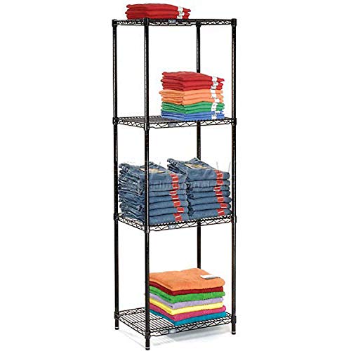 Nexel Adjustable Wire Shelving Unit, 4 Tier, NSF Listed Commercial Storage Rack, 18" x 24" x 74", Black Epoxy