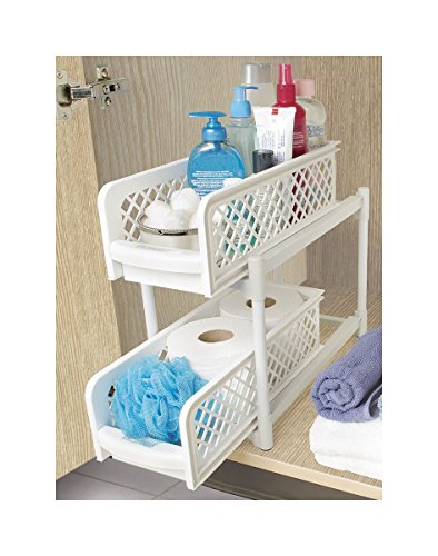 Fox Valley Traders 2 tier Sliding Shelves, One Size Fits All, White