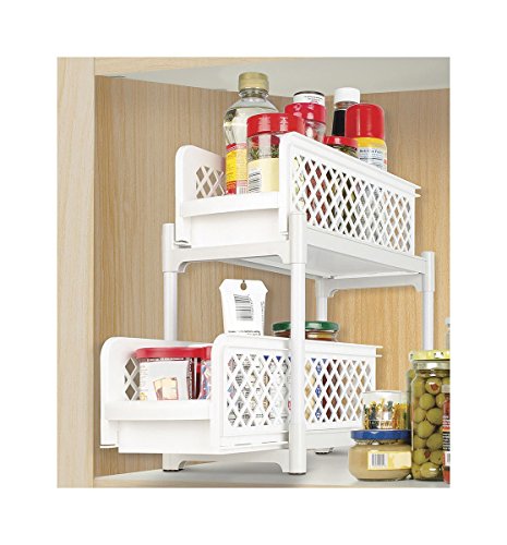 Fox Valley Traders 2 tier Sliding Shelves, One Size Fits All, White