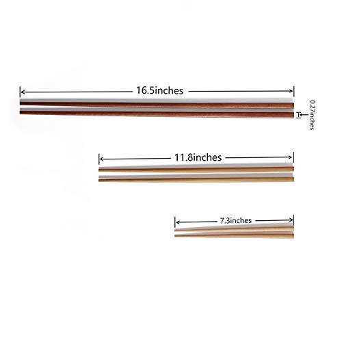 Donxote Wooden Noodles Kitchen Cooking Frying Chopsticks 16.5 Inches Brown Extra Long Set of 2 Pairs