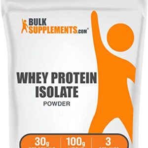 BULKSUPPLEMENTS.COM Whey Protein Isolate Powder - Pure Protein Powder - Flavorless Protein Powder - Whey Protein - 30g per Serving, 3 Servings of Unflavored Protein Powder (100 Grams - 3.5 oz)