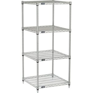 nexel 24" x 24" x 63", 4 tier, nsf listed adjustable wire shelving, unit commercial storage rack, silver epoxy, leveling feet