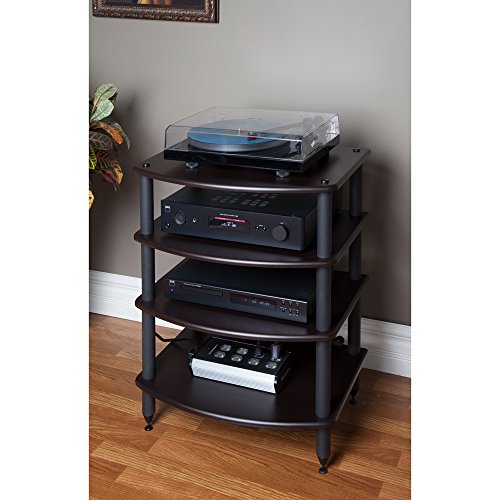 Pangea Audio Vulcan Four Shelf Audio Rack, Media Stand, and Components Cabinet 4 Shelf Black