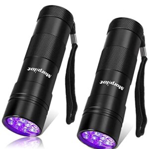 morpilot Blacklight Flashlights uv Flashlight: 12 Led 395nm 2 Pcs Black Light Flashlight Mini, Pet Urine Detector Light for Dog/Cat, Dry Stains, Resin Curing, Bed Bug