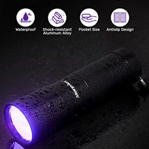 morpilot Blacklight Flashlights uv Flashlight: 12 Led 395nm 2 Pcs Black Light Flashlight Mini, Pet Urine Detector Light for Dog/Cat, Dry Stains, Resin Curing, Bed Bug