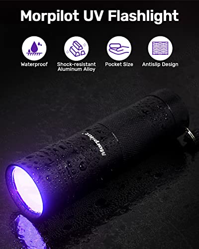 morpilot Blacklight Flashlights uv Flashlight: 12 Led 395nm 2 Pcs Black Light Flashlight Mini, Pet Urine Detector Light for Dog/Cat, Dry Stains, Resin Curing, Bed Bug