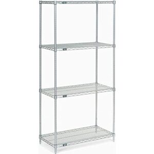 nexel 18" x 36" x 74" , 4 tier, nsf listed adjustable wire shelving, unit commercial storage rack, silver epoxy, leveling feet