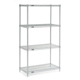 nexel adjustable wire shelving unit, 4 tier, nsf listed commercial storage rack, 24" x 30" x 74", silver epoxy