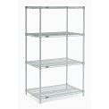 Nexelate Wire Shelving Starter Unit, Silver Epoxy, 30" W X 18" D X 54" H