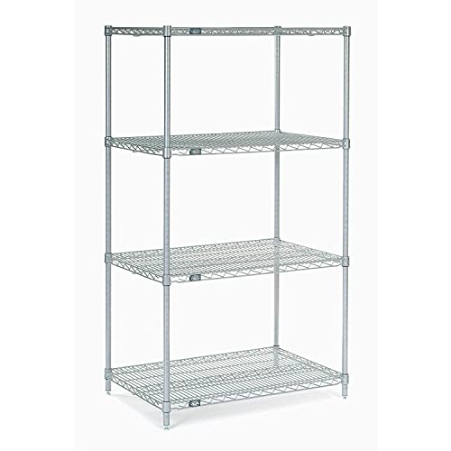 Nexelate Wire Shelving Starter Unit, Silver Epoxy, 30" W X 18" D X 54" H