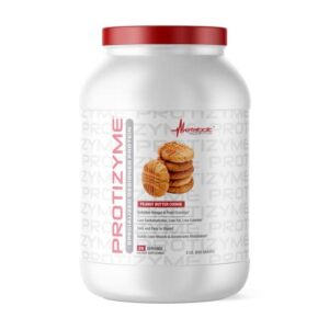 metabolic nutrition, protizyme, 100% whey protein powder, high protein, low carb, low fat with digestive enzymes, 24 essential vitamins and minerals, peanut butter cookie, 2 pound