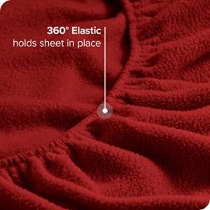 Bare Home Super Soft Fleece Sheet Set - Split King Size - Extra Plush Polar Fleece, No-Pilling Bed Sheets - All Season Cozy Warmth (Split King, Red)