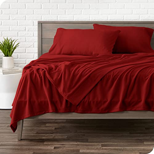 Bare Home Super Soft Fleece Sheet Set - Split King Size - Extra Plush Polar Fleece, No-Pilling Bed Sheets - All Season Cozy Warmth (Split King, Red)