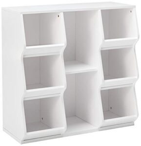 kings brand furniture white finish wood cubby storage cabinet unit