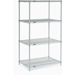 nexel 18" x 30" x 74" , 4 tier, nsf listed adjustable wire shelving, unit commercial storage rack, silver epoxy, leveling feet