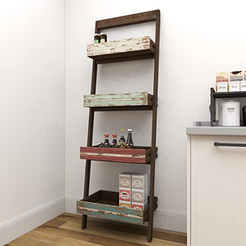 Deco 79 Wood 4 Shelves Shelving Unit, 23" x 18" x 70", Brown