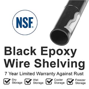 Nexel 18" x 30" x 74", 4 Tier Adjustable Wire Shelving Unit, NSF Listed Commercial Storage Rack, Black Epoxy Finish, leveling feet