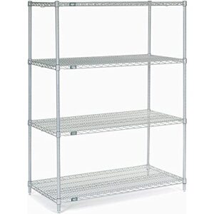 nexel 24" x 48" x 63", 4 tier, nsf listed adjustable wire shelving, unit commercial storage rack, silver epoxy, leveling feet