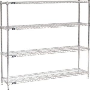 nexel 14" x 60" x 63", 4 tier adjustable wire shelving unit, nsf listed commercial storage rack, chrome finish, leveling feet