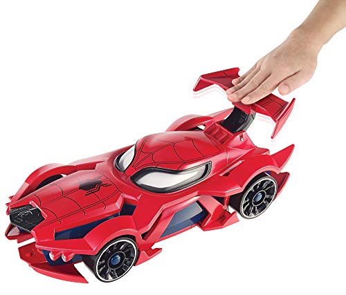 Hot Wheels Marvel Spider-Man Web-Car Launcher with Movement-Activated Eyes & 1:64 Scale Toy Character Car [Amazon Exclusive]