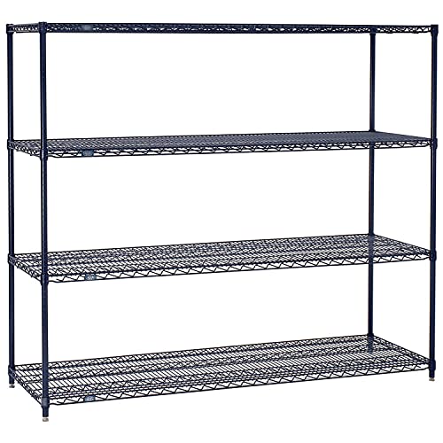 Nexelon Wire Shelving, Blue Epoxy, 54" W X 18" D X 74" H