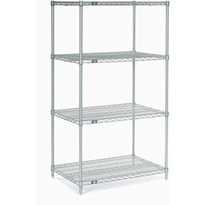 nexel 21" x 42" x 63", 4 tier, nsf listed adjustable wire shelving, unit commercial storage rack, silver epoxy, leveling feet