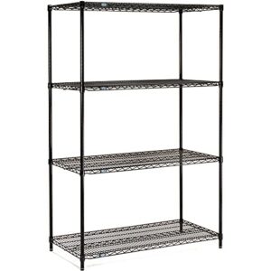 nexel 24" x 42" x 63", 4 tier adjustable wire shelving unit, nsf listed commercial storage rack, black epoxy finish, leveling feet