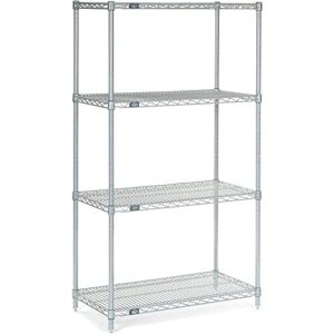 nexel 18" x 36" x 63" , 4 tier, nsf listed adjustable wire shelving, unit commercial storage rack, silver epoxy, leveling feet