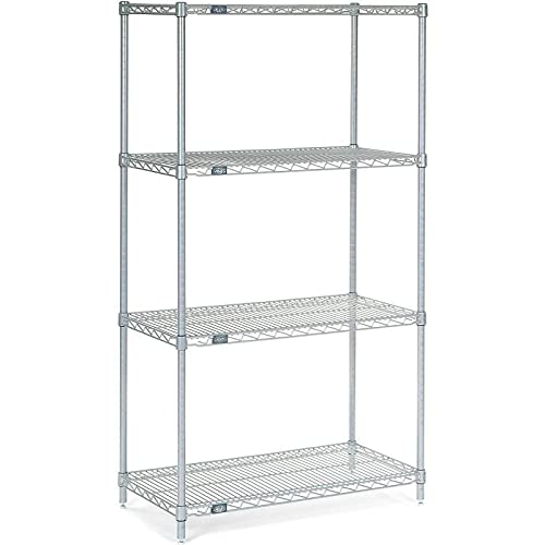 Nexel 18" x 36" x 63" , 4 Tier, NSF Listed Adjustable Wire Shelving, Unit Commercial Storage Rack, Silver Epoxy, Leveling feet