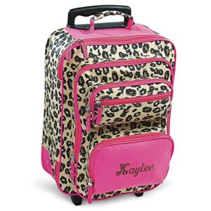 Lillian Vernon Personalized Rolling Luggage for Kids Leopard Spots Design, 5" x 12" x 20"H