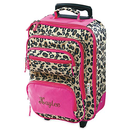 Lillian Vernon Personalized Rolling Luggage for Kids Leopard Spots Design, 5" x 12" x 20"H