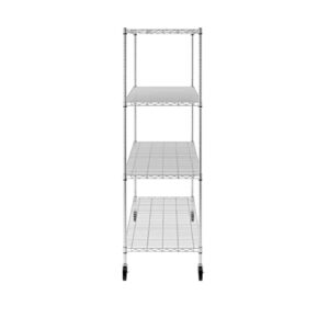 SafeRacks NSF Certified Storage Shelves, Heavy Duty Steel Wire Shelving Unit with Wheels and Adjustable Feet, Used as Pantry Shelf, Garage or Bakers Rack Kitchen Shelving - (24"x60"x72" 4-Tier)