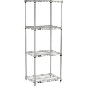 nexel 18" x 24" x 63", 4 tier, nsf listed adjustable wire shelving, unit commercial storage rack, silver epoxy, leveling feet