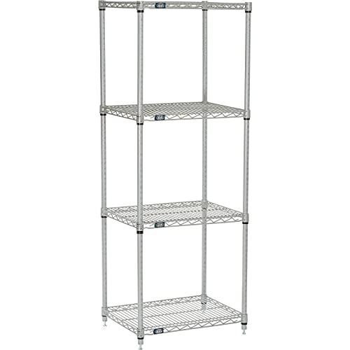 Nexel 18" x 24" x 63", 4 Tier, NSF Listed Adjustable Wire Shelving, Unit Commercial Storage Rack, Silver Epoxy, Leveling feet