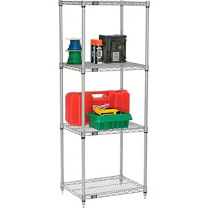 Nexel 18" x 24" x 63", 4 Tier, NSF Listed Adjustable Wire Shelving, Unit Commercial Storage Rack, Silver Epoxy, Leveling feet