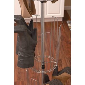 Household Essentials 2132-1 Metal 3-Tier Revolving Shoe and Boot Rack - Silver
