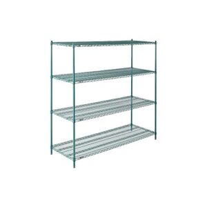 nexel poly-green adjustable wire shelving unit, 4 tier, heavy duty commerical storage organizer wire rack, 24" x 72" x 74", green